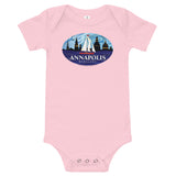 Annapolis Red Sailboat Oval, Baby Onesie