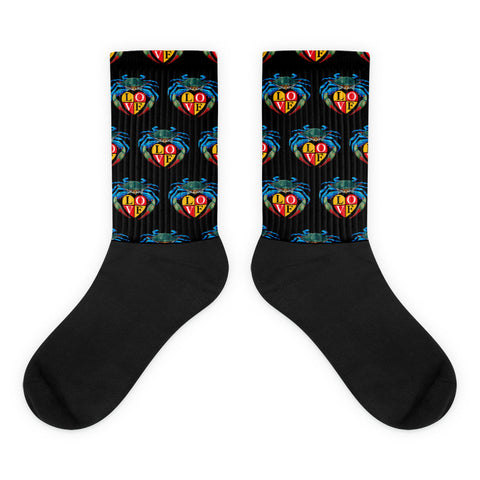 Blue Crab LOVE Crest - Black Socks