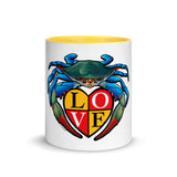 Blue Crab LOVE Crest - Mug with Color Inside