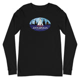 Annapolis Red Sailboat Oval, Unisex Long Sleeve Tee