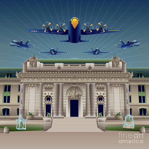 USNA Bancroft Hall Blue Angels Show - Art Print