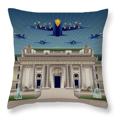 USNA Bancroft Hall Blue Angels Show - Throw Pillow